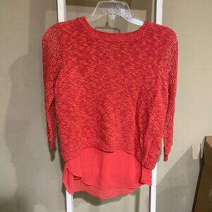 Lucky Brand Red Lace Sleeve Blouse-88